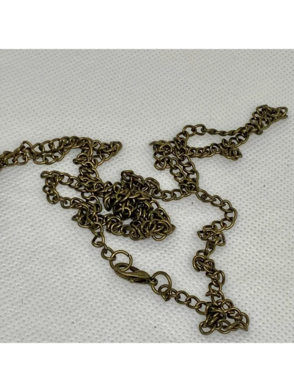 Quartz analog Pocket Watch bronze tone 45mm white dial  chain necklace running